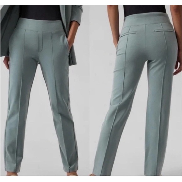 Athleta Pants - Athleta Pants Womens Sz 0 Green Eastbound Straight Leg Wrinkle Resistant Preppy